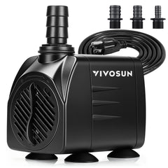 VIVOSUN pompe face avant montrant boîtier compact et contrôle de débit