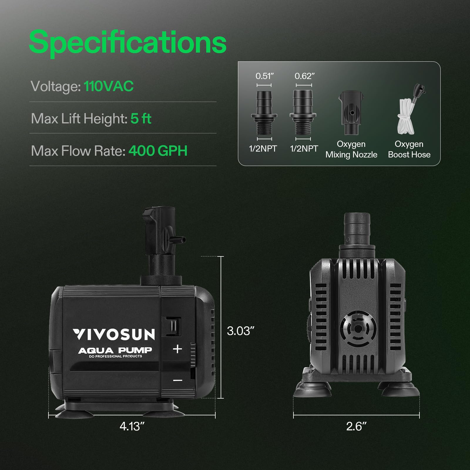 VIVOSUN pompe sortie multi-position adaptée pour diriger le flux selon besoin