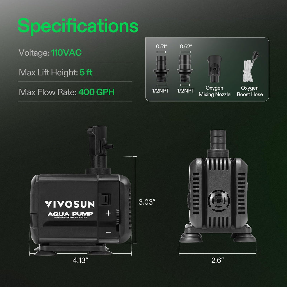 VIVOSUN pompe sortie multi-position adaptée pour diriger le flux selon besoin