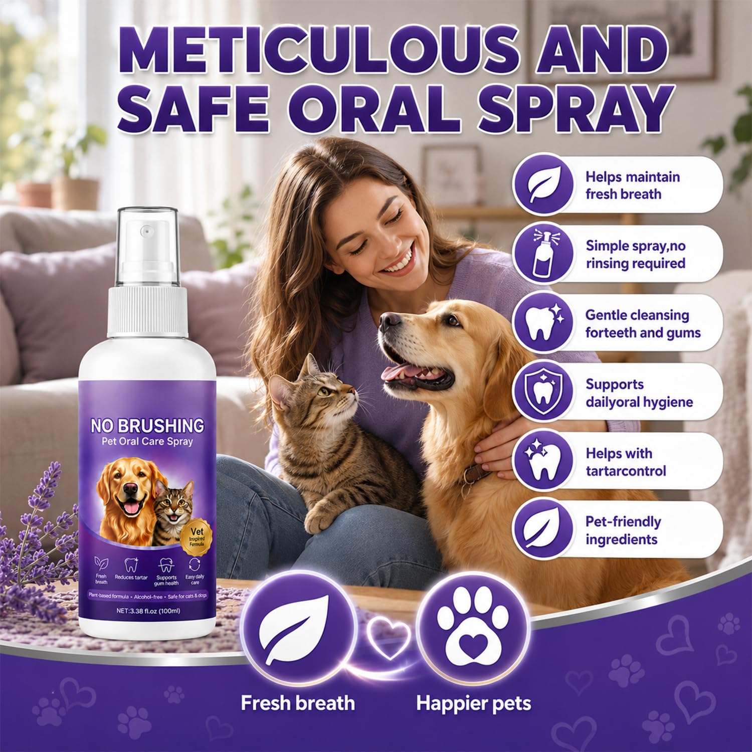 Chien recevant Vizela spray en cours d'application, bénéfice routine facile