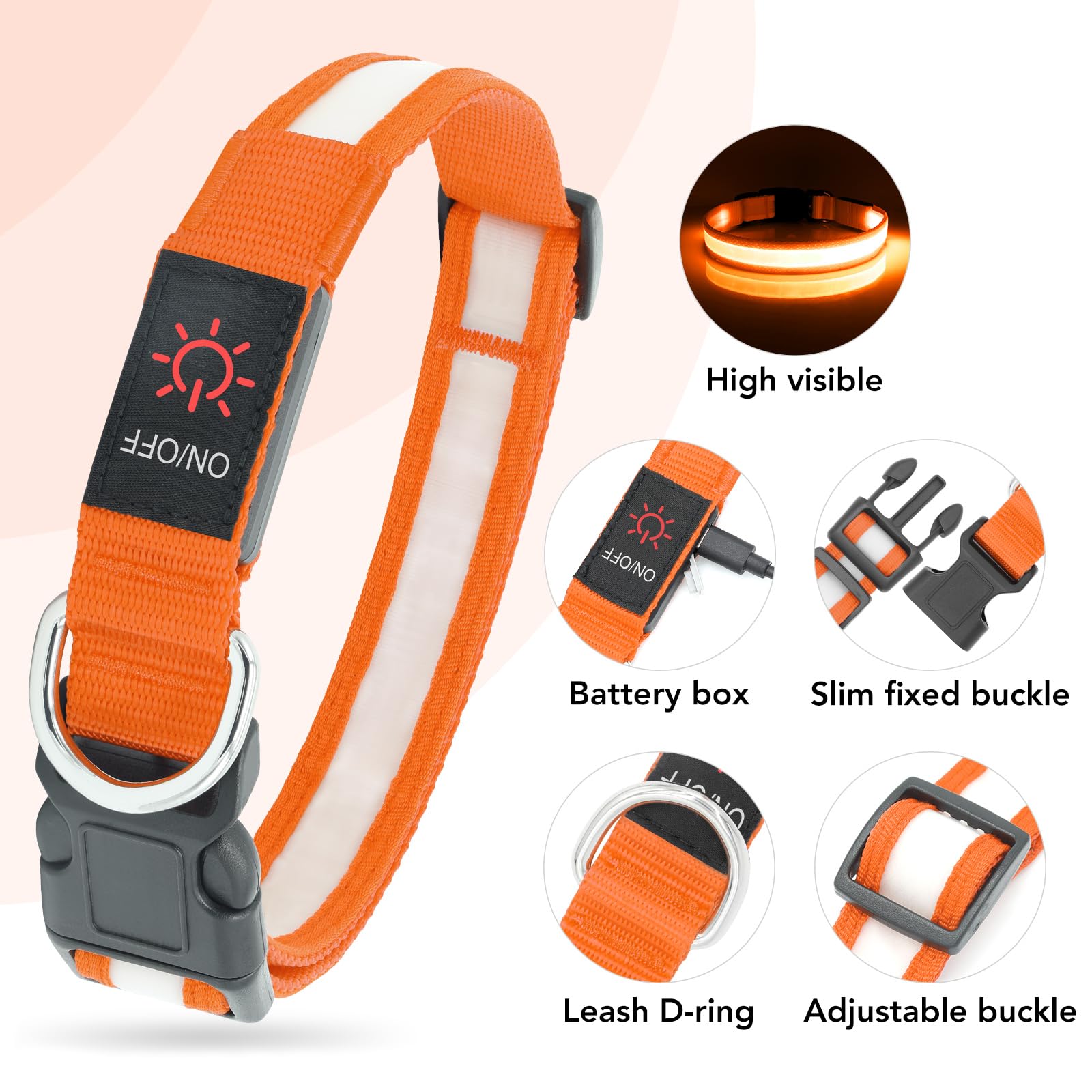 VIZPET collier LED en promenade rendant le chien repérable la nuit
