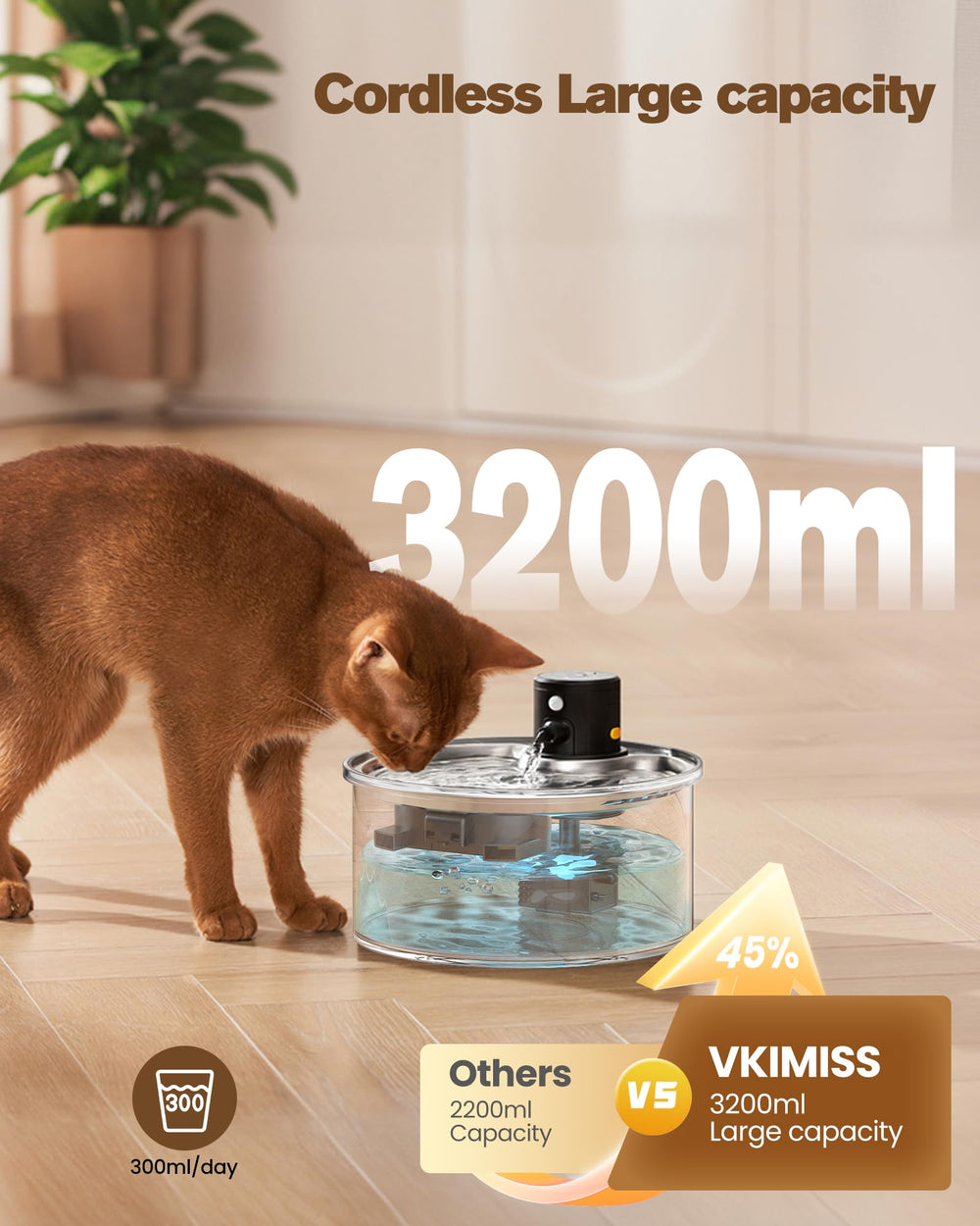 VKIMISS réservoir ouvert montrant grande capacité 108oz et remplissage simple