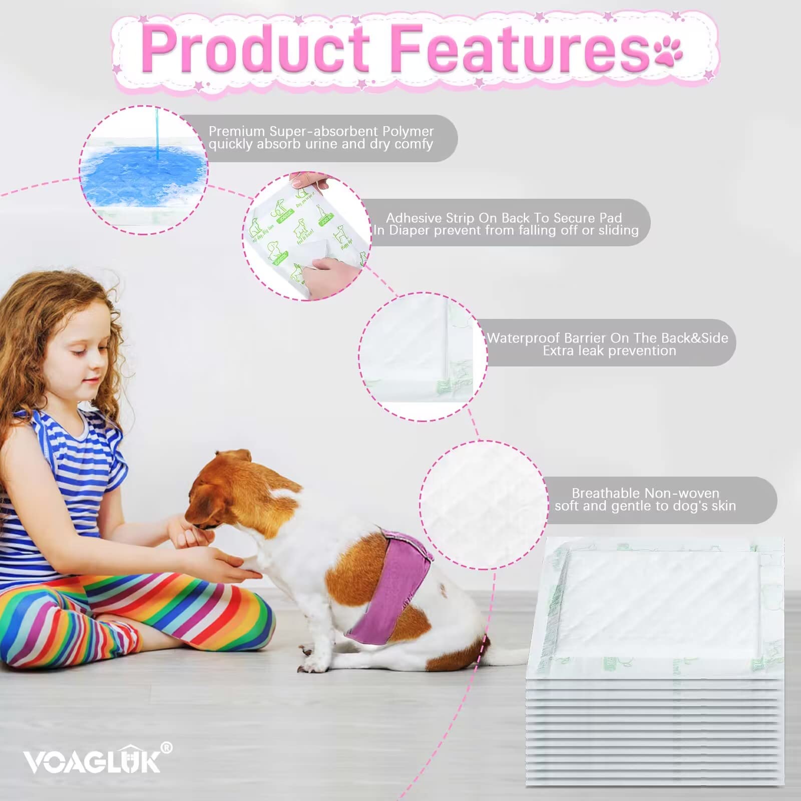 VoagLuk insert placé dans belly band, prévention efficace des fuites