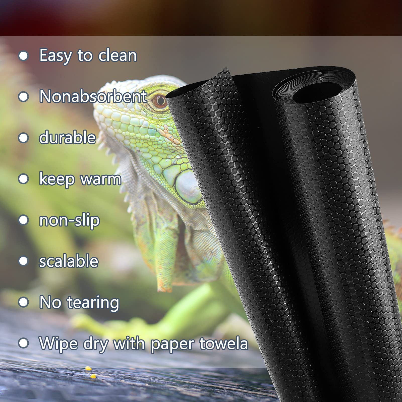 Vodolo tapis installé dans un terrarium en usage, facilite le confort et la chaleur