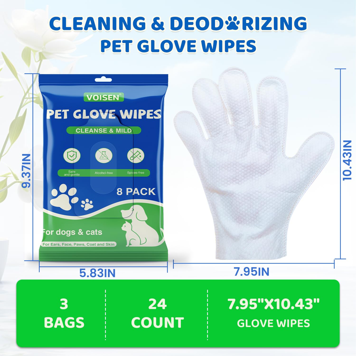 VOISEN gant nettoyant visage du chien, confort et douceur