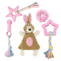 Volacopets coffret rose montrant les cinq jouets et emballage attrayant pour chiots