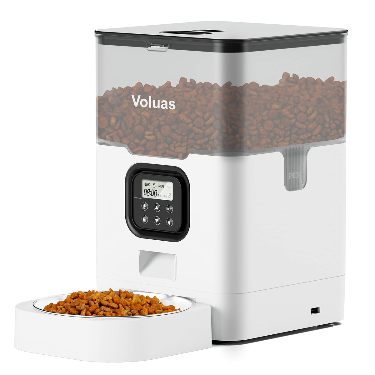 Voluas distributeur avant montrant design et capacité 4L pour tranquillité