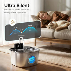 Voluas filtre quadri-couches en gros plan filtrant poils et impuretés