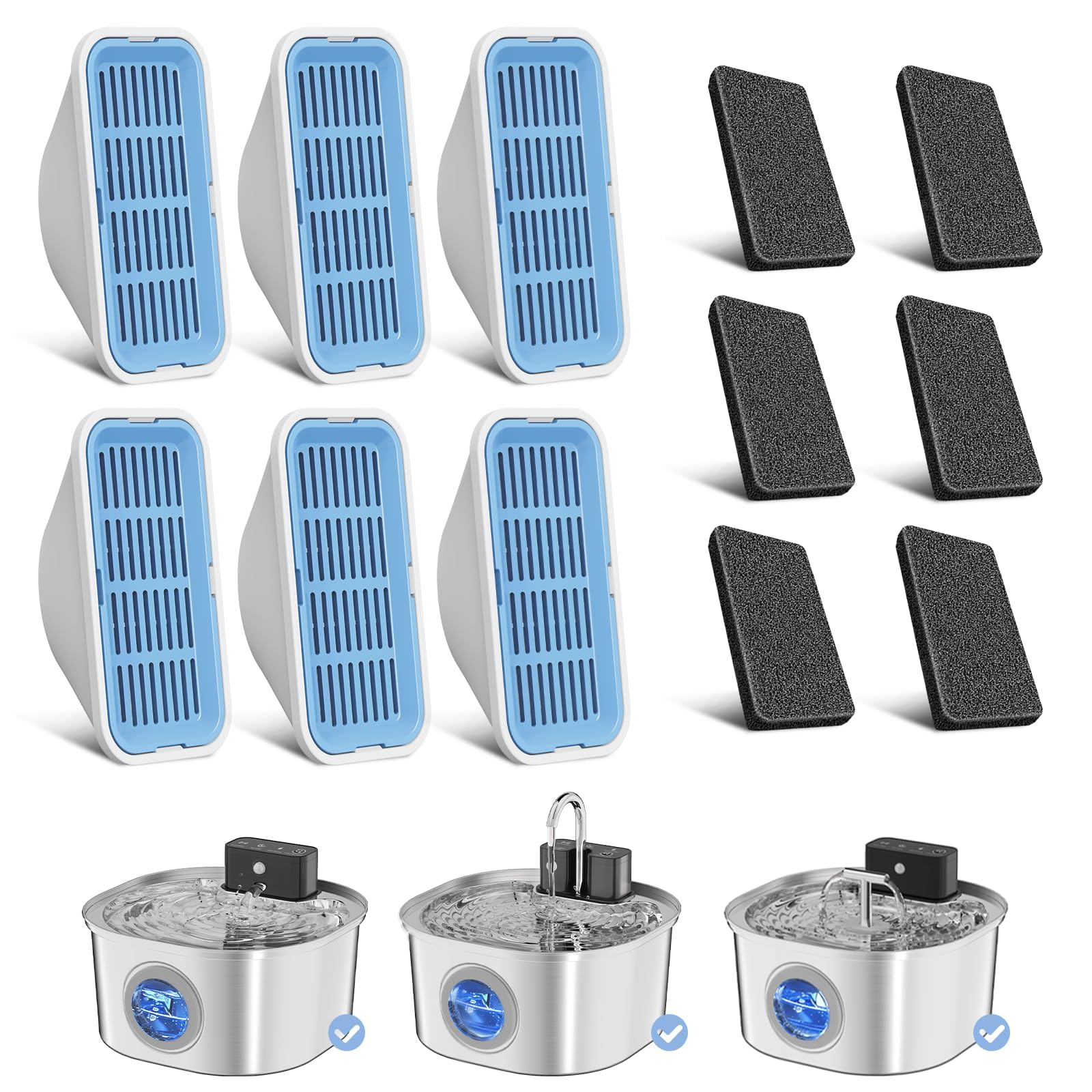 Voluas emballage avant montrant les 6 filtres et 6 mousses, pratique pour stockage