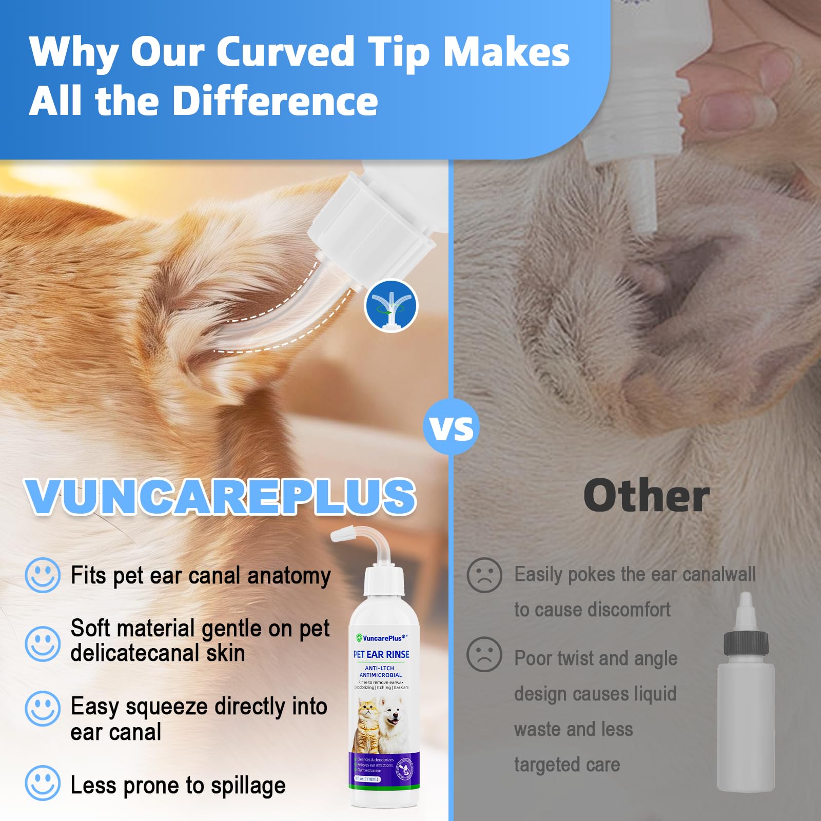 VUNCAREPLUS application dans l’oreille d’un chat montrant confort