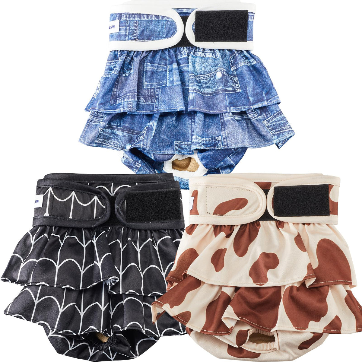 VUNCESSIN culottes face avant lot de 3 montrant styles et protection