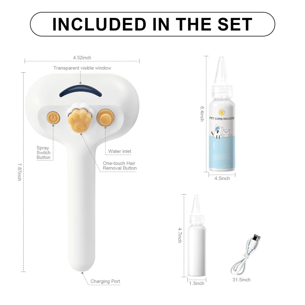 VVWVVW emballage et contenu montrant la brosse et shampooing inclus