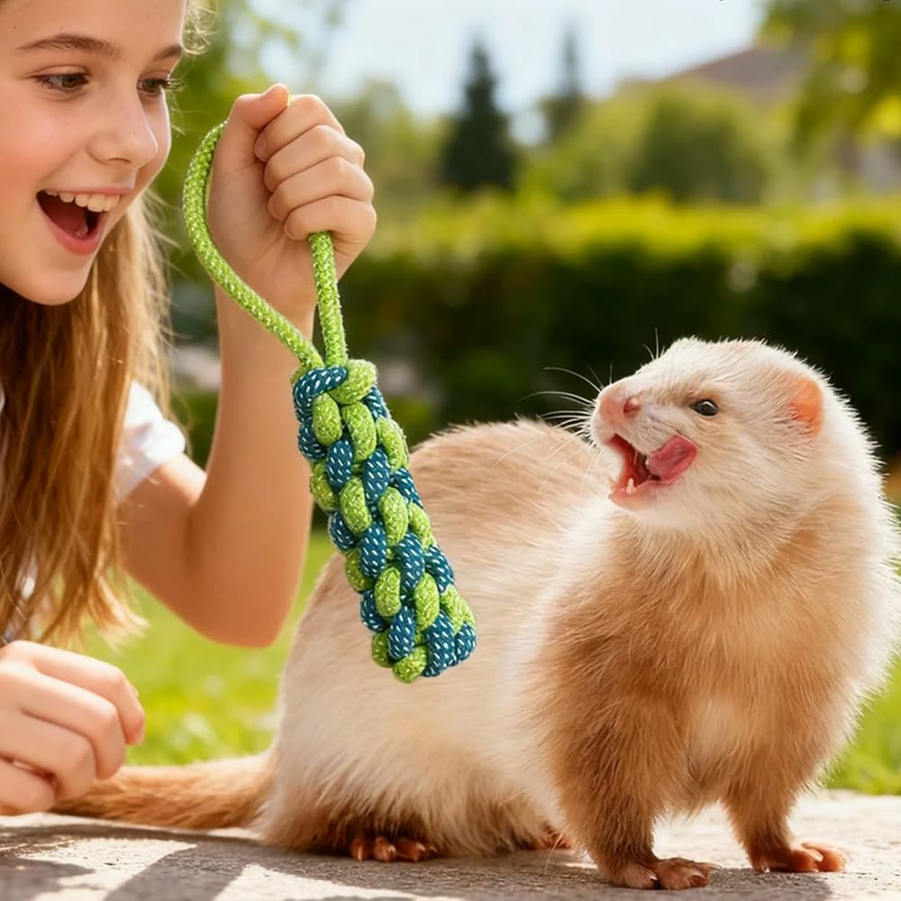 VZqola furet jouant pour encourager exercice et stimulation mentale