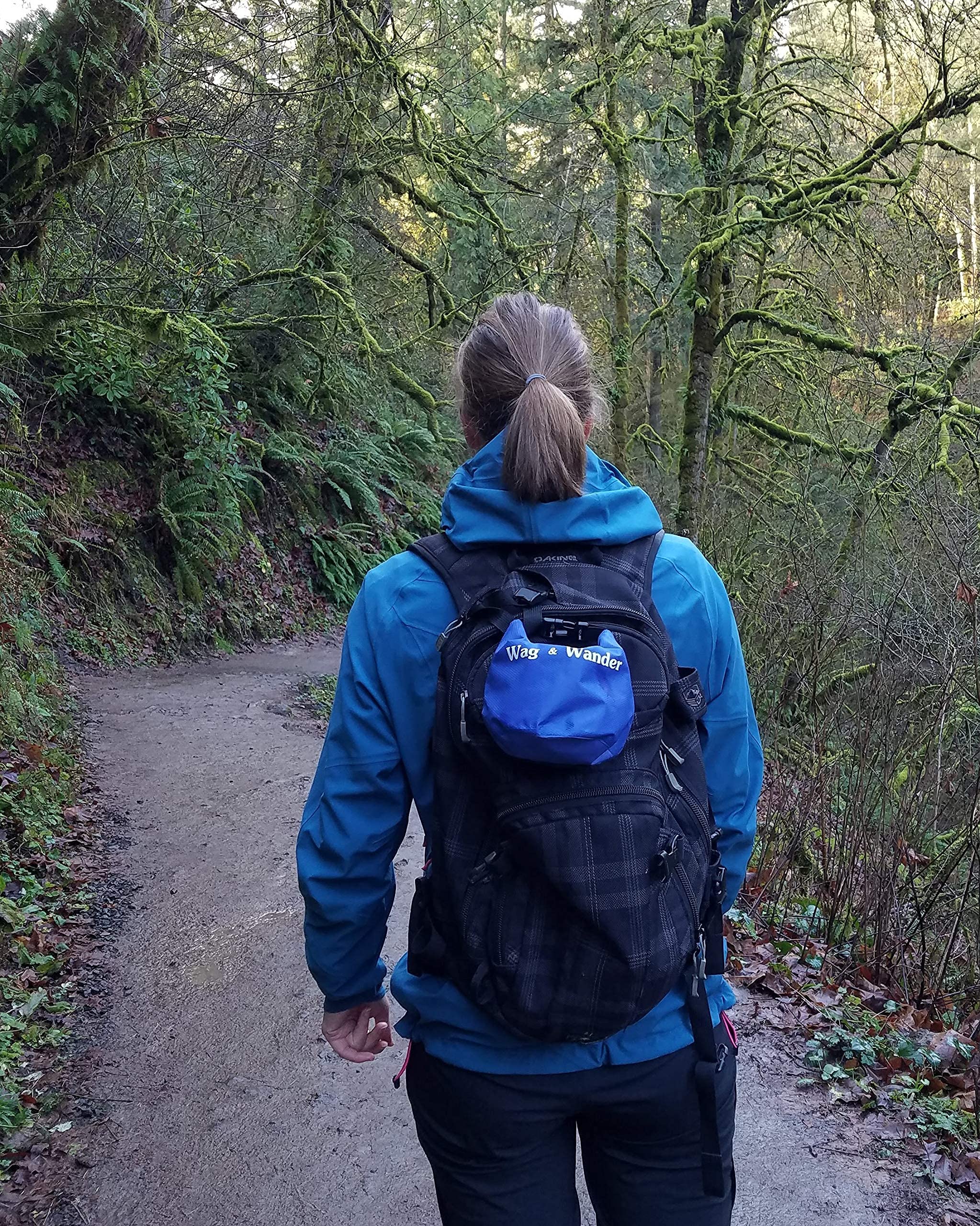 Wag & Wander à côté d’une gourde pour comparer l’échelle et capacité 2L