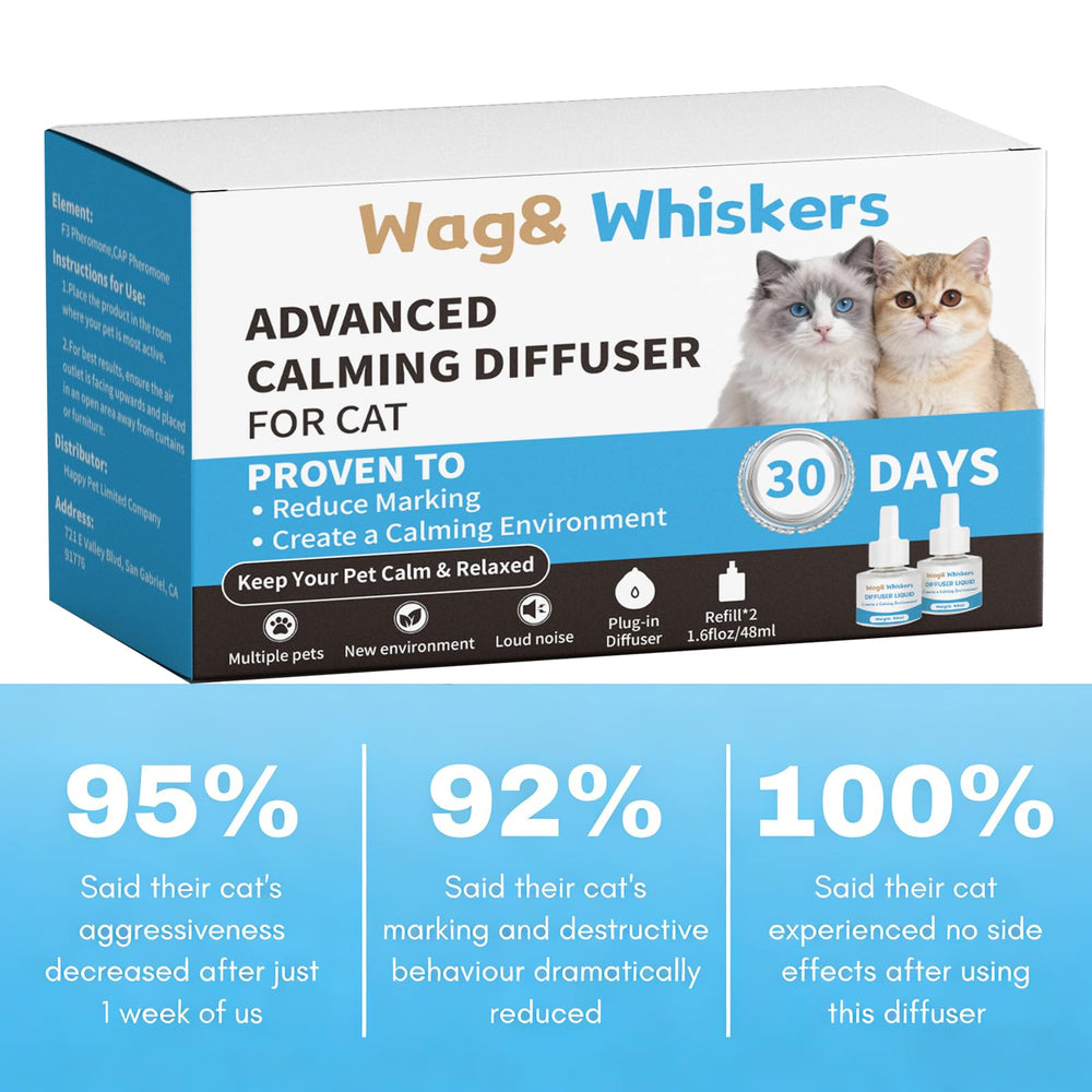 Wag and Whiskers taille du diffuseur comparée à un chat pour échelle
