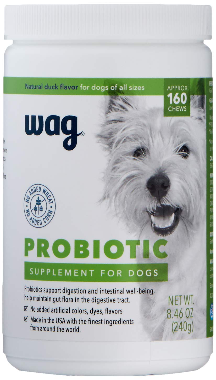 WAG flacon avant montrant 160 chews, pratique pour dosage quotidien