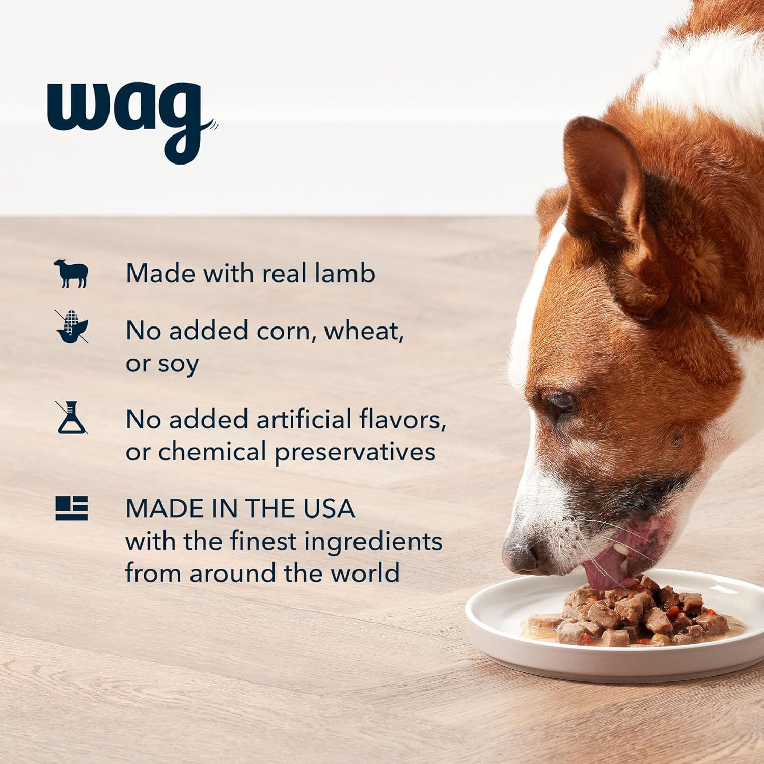 WAG gamelle servie mélange agneau et légumes stimulant l’appétit