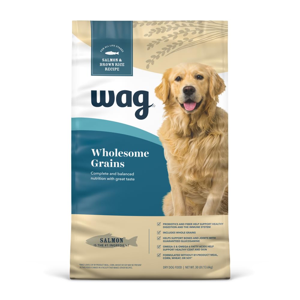 WAG sachet avant montrant le design et la saveur saumon pour un choix clair
