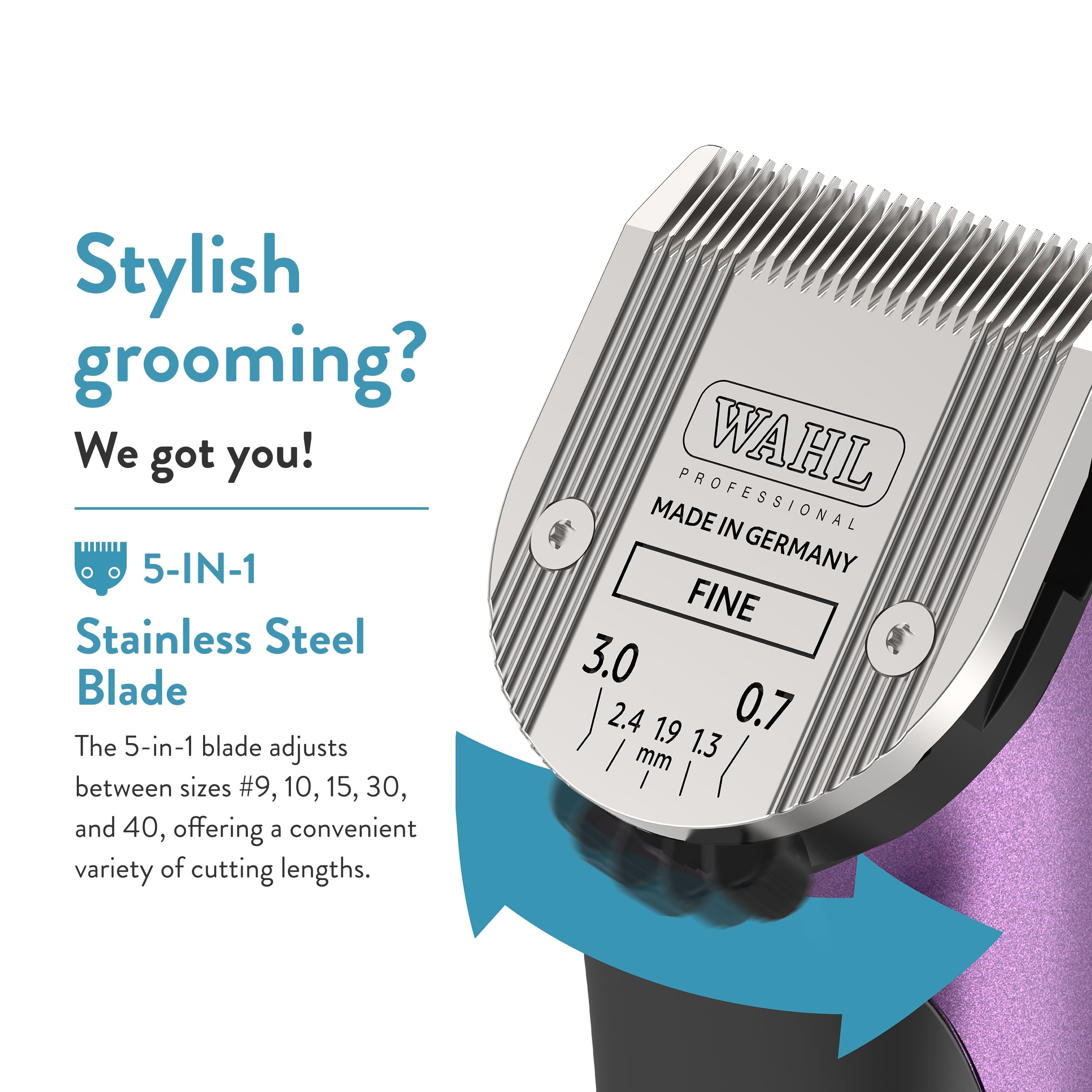 Wahl Bravura lame 5-en-1 illustrant polyvalence de coupe