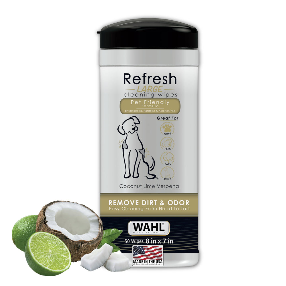 Wahl emballage avant montrant la boîte et le parfum coco lime verbena, pratique