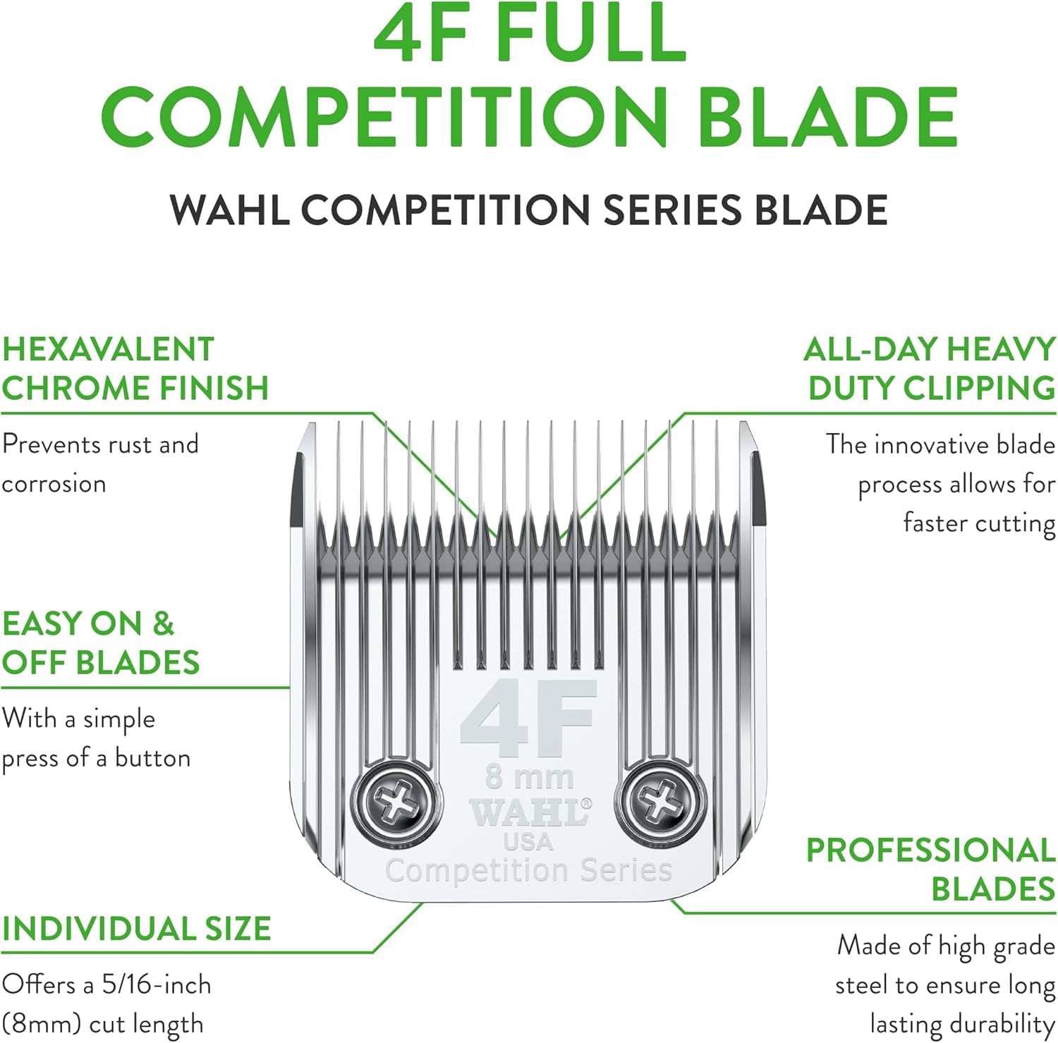 Wahl lame 4F gros plan dents montrant coupe efficace et contrôle