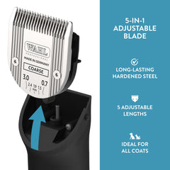 Wahl lame montée sur tondeuse illustrant installation simple et stable