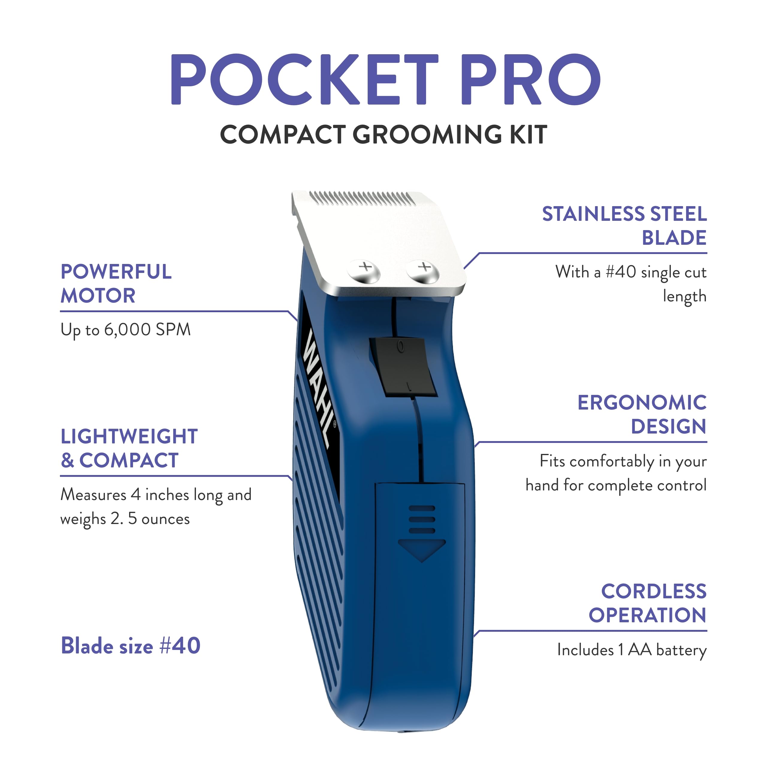 Wahl Pocket Pro Equine tenue en main montrant maniabilité et sûreté