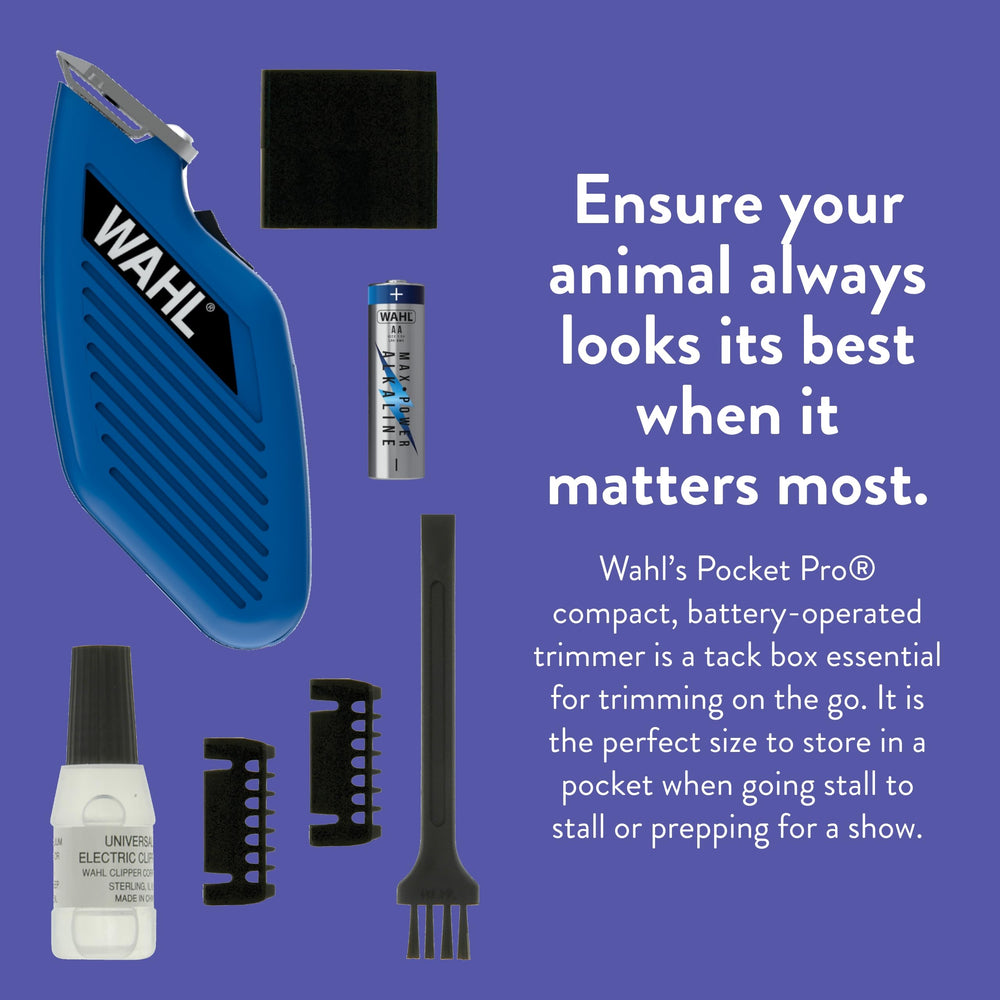 Wahl Pocket Pro Equine utilisé sur oreille de cheval pour retouche sûre