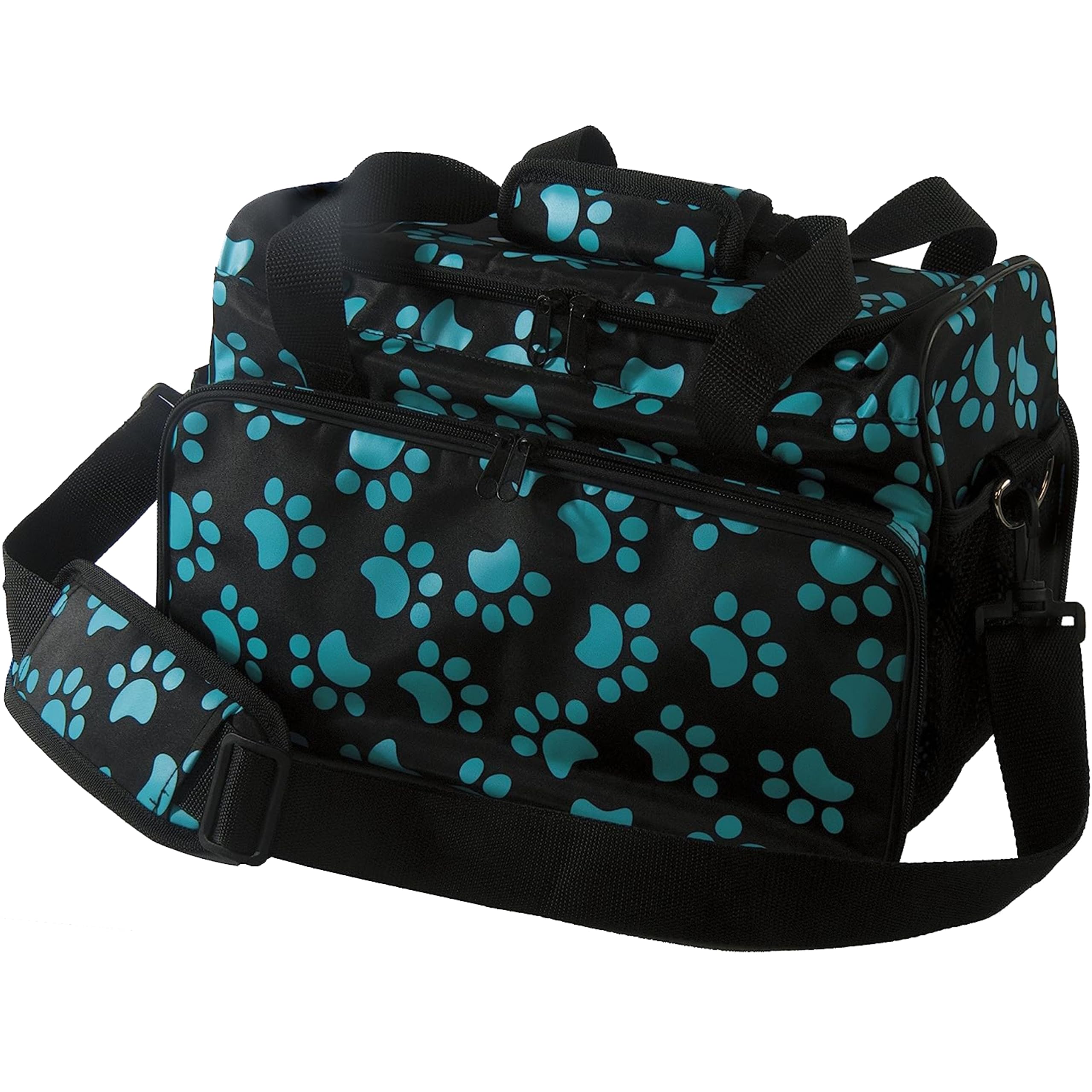 Wahl sac tote face avant motif pattes turquoise montrant capacité et design pratique