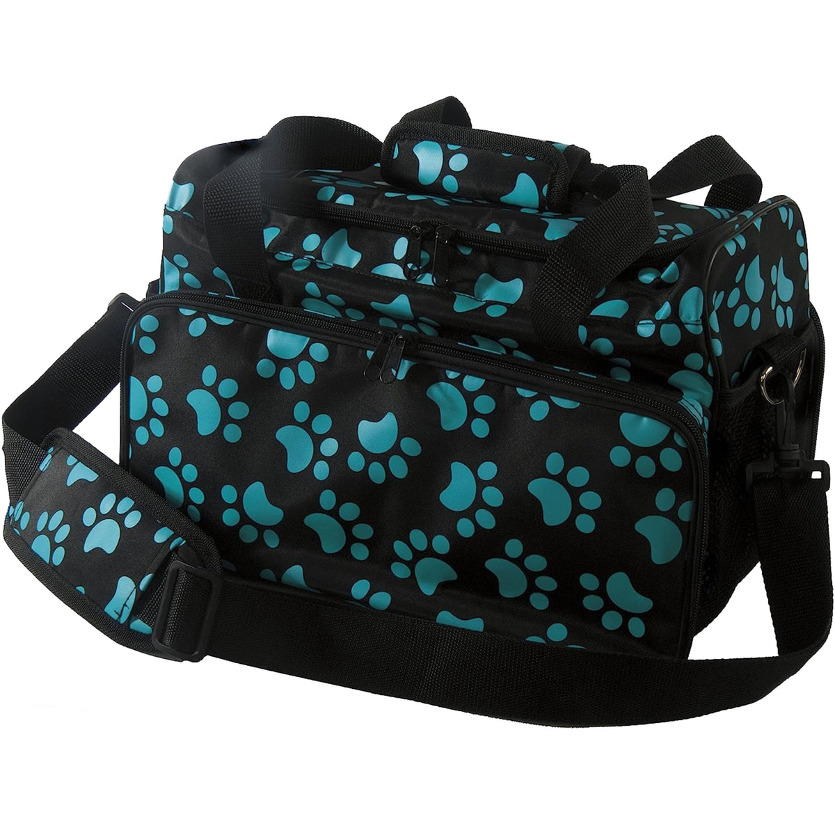 Wahl sac tote face avant motif pattes turquoise montrant capacité et design pratique