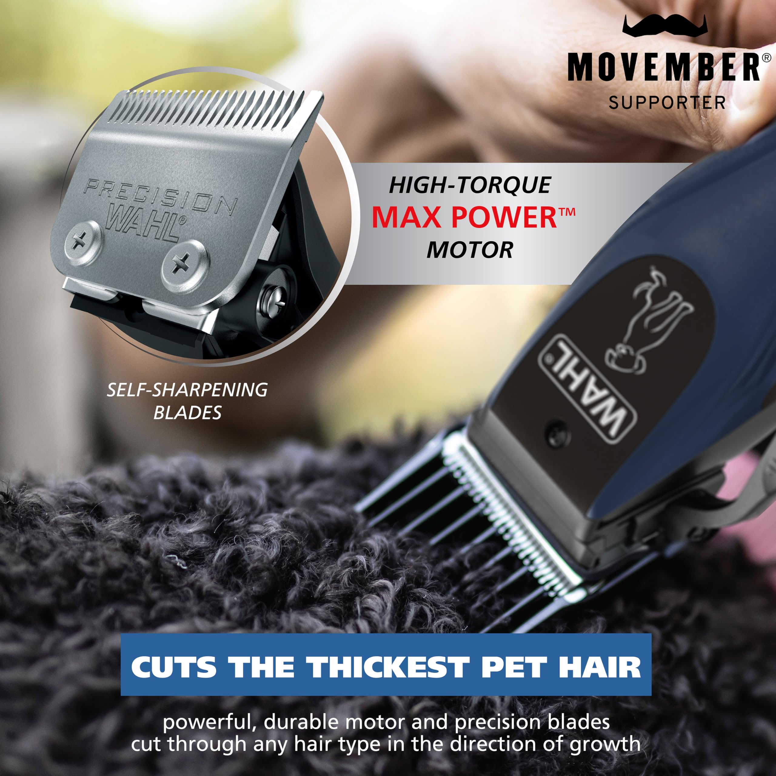 Wahl vue frontale de la tondeuse montrant design ergonomique et prise en main