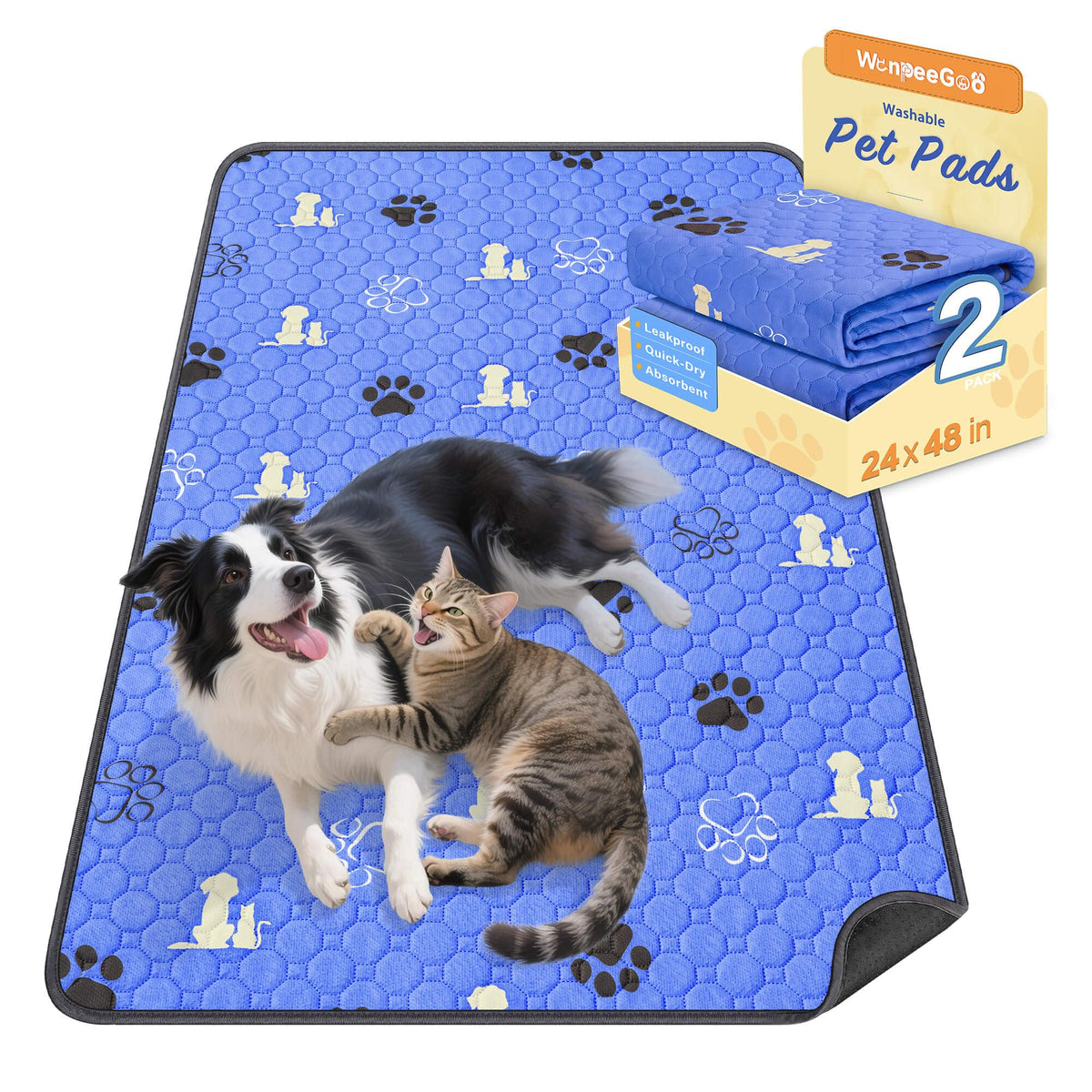 WanpeeGoo face avant du paquet montrant deux tapis et design pratique