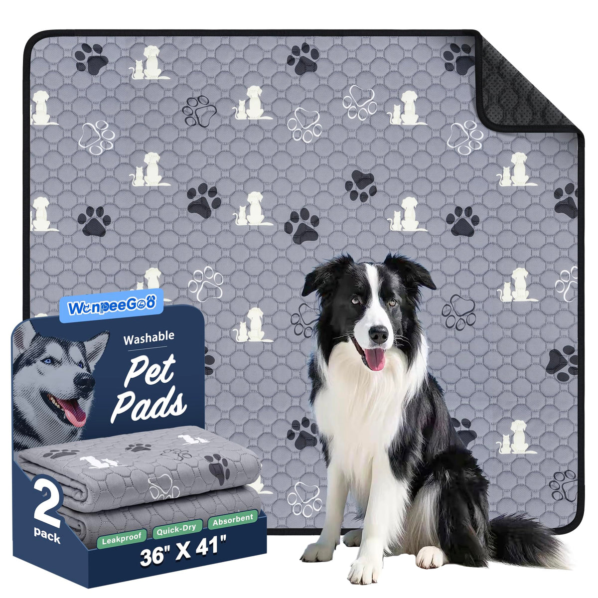 WanpeeGoo vue avant du tapis gris, protection durable pour sols
