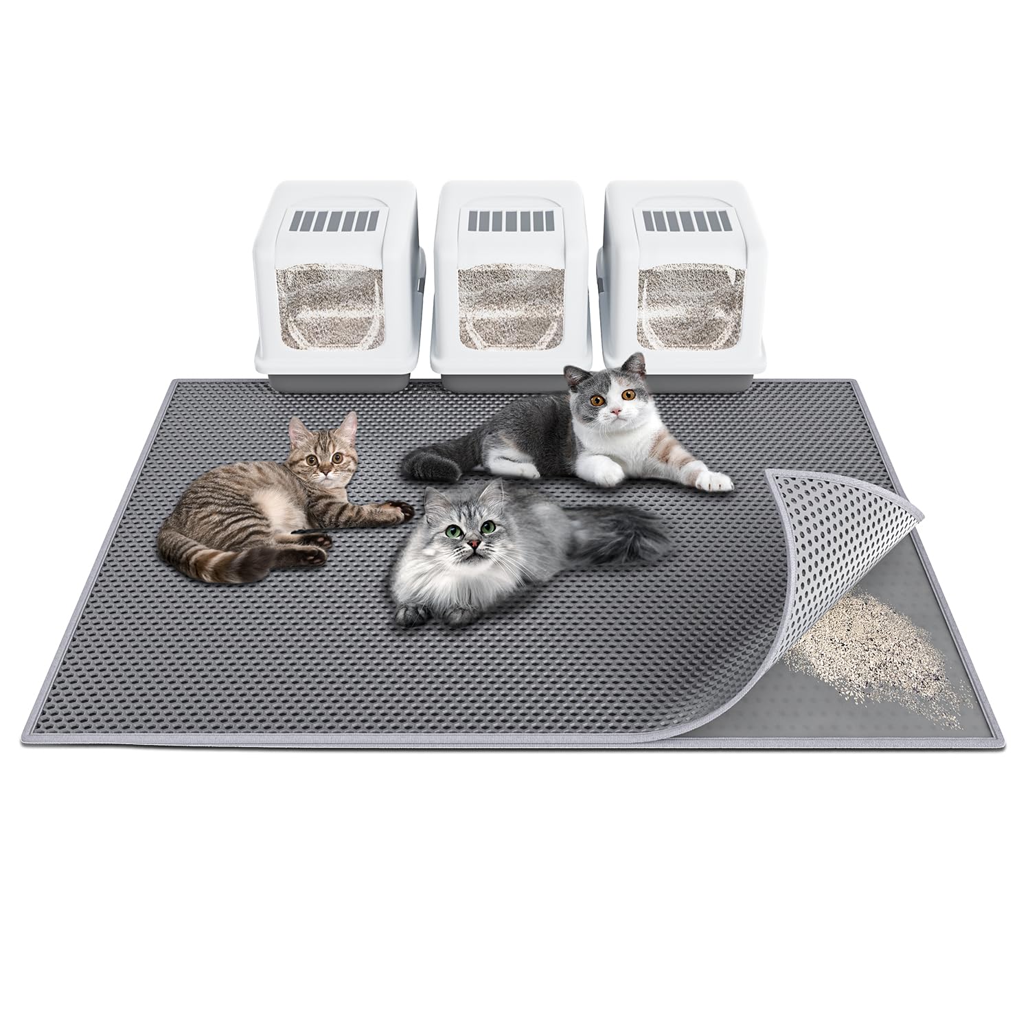 Waretary tapis face avant montrant surface grise et grand format, réduit la dispersion