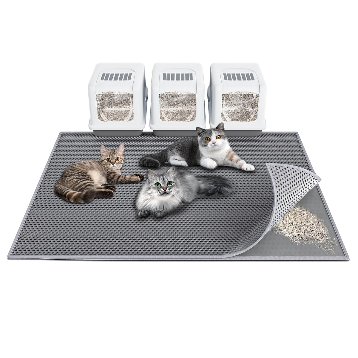 Waretary tapis face avant montrant surface grise et grand format, réduit la dispersion