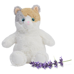 warmies calico cat vue frontale, peluche rassurante pour animal