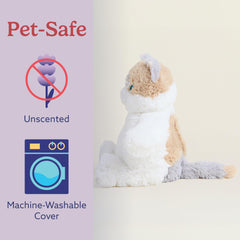 warmies calico cat Hot-Pak retiré, montre le système chauffant sécuritaire