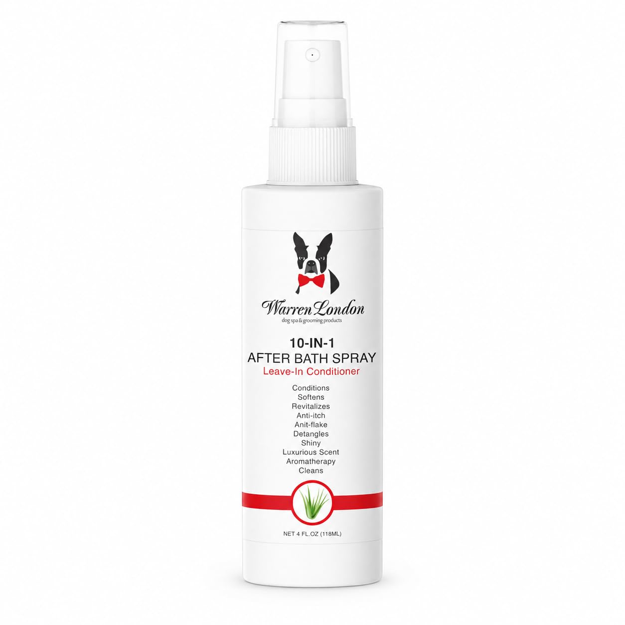 Warren London emballage avant montrant flacon 4oz et bénéfice voyage pratique