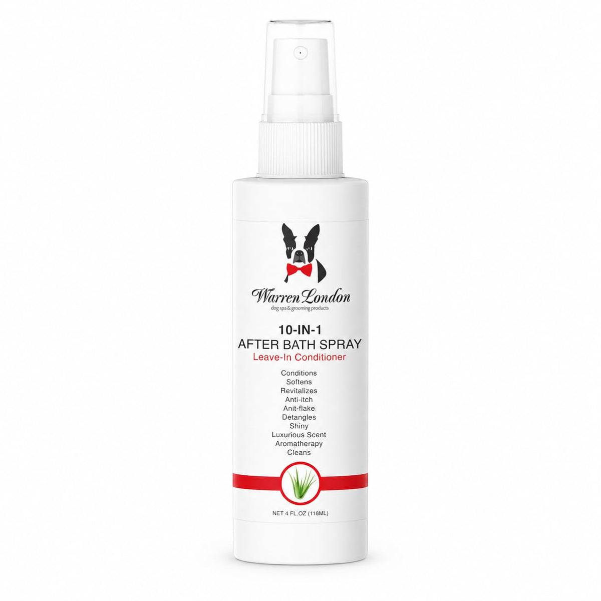 Warren London emballage avant montrant flacon 4oz et bénéfice voyage pratique