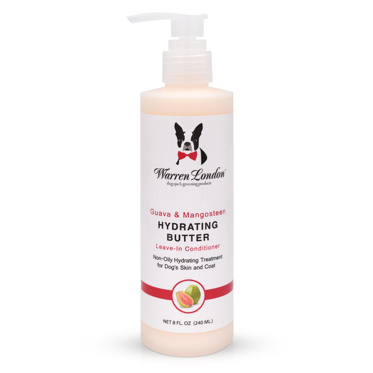 Warren London emballage avant 8oz montrant le flacon et bénéfice hydratation