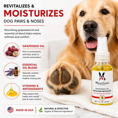 Warren London spray en utilisation sur patte montrant hydratation immédiate