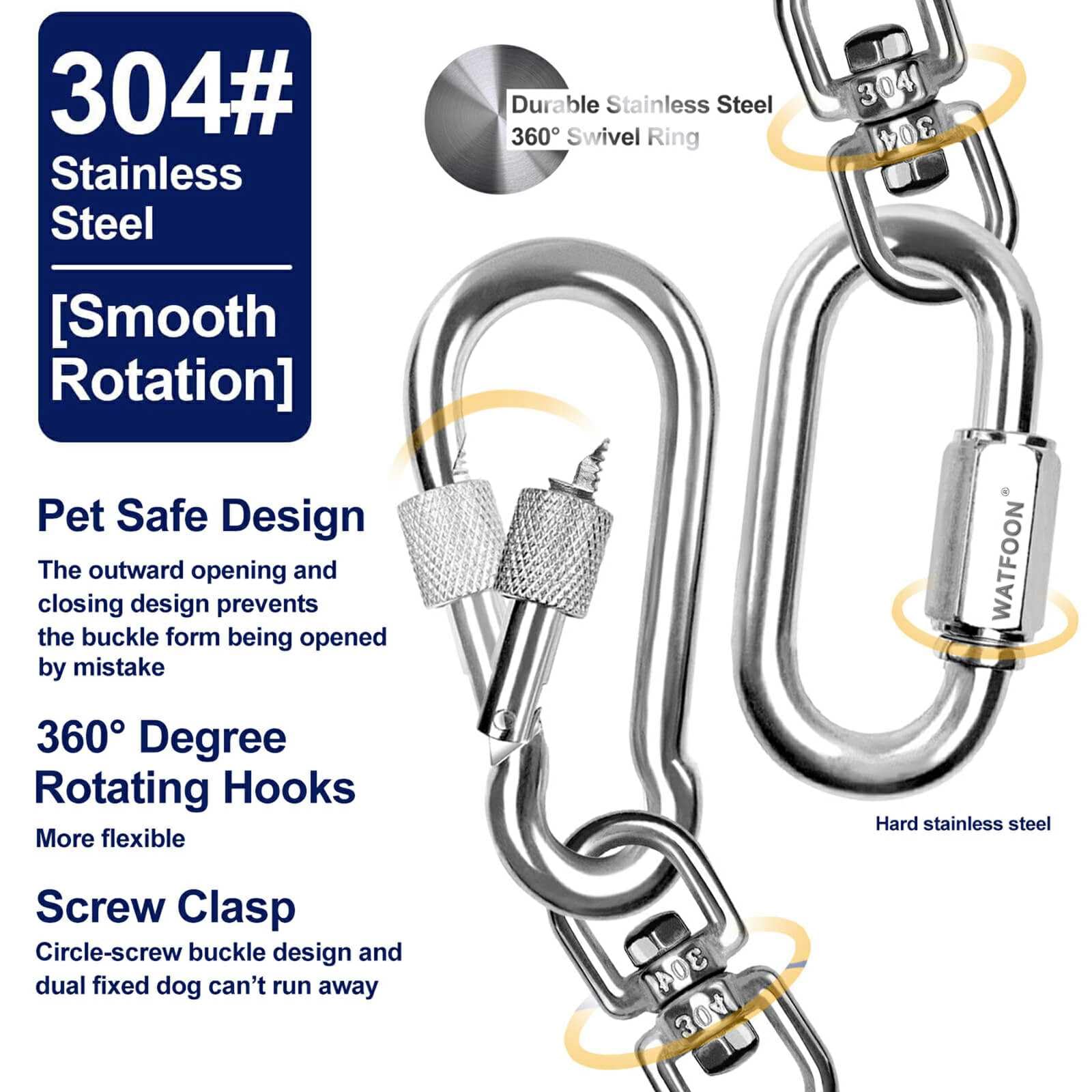 WATFOON mousqueton pivotant 360° réduisant l'emmêlement