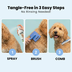 We Love Doodles application sur chien à poil long facilitant le brossage sans douleur