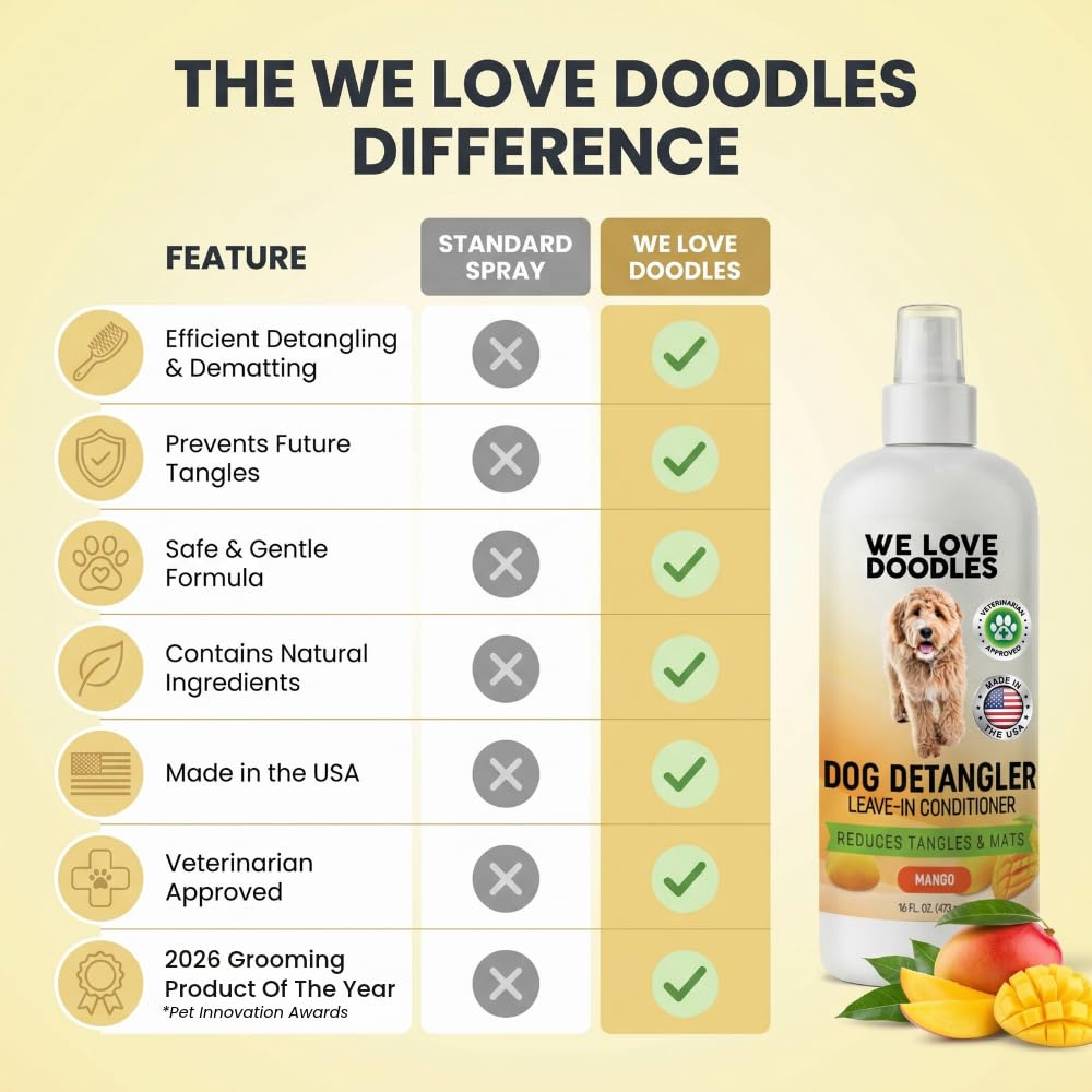 We Love Doodles avant-après démêlage montrant pelage lisse et sans nœuds