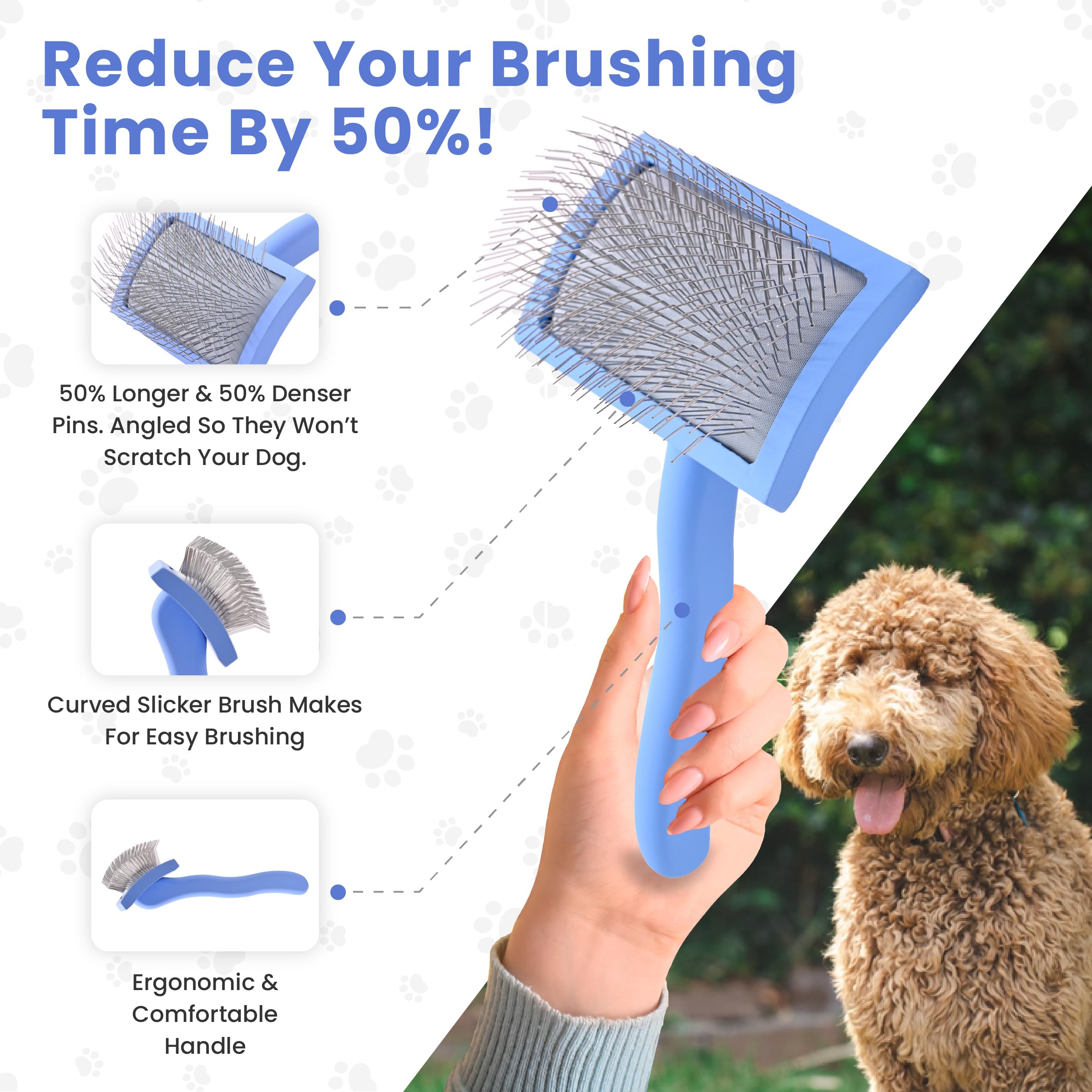 We Love Doodles brosse en action sur Goldendoodle pour pelage soigné