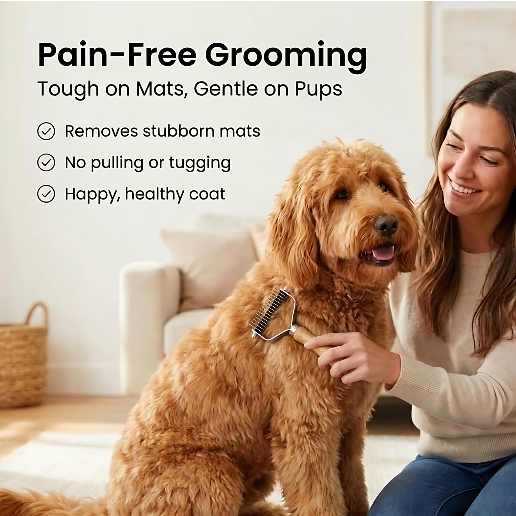 We Love Doodles gros plan des dents en acier inoxydable pour démêler sans tirer