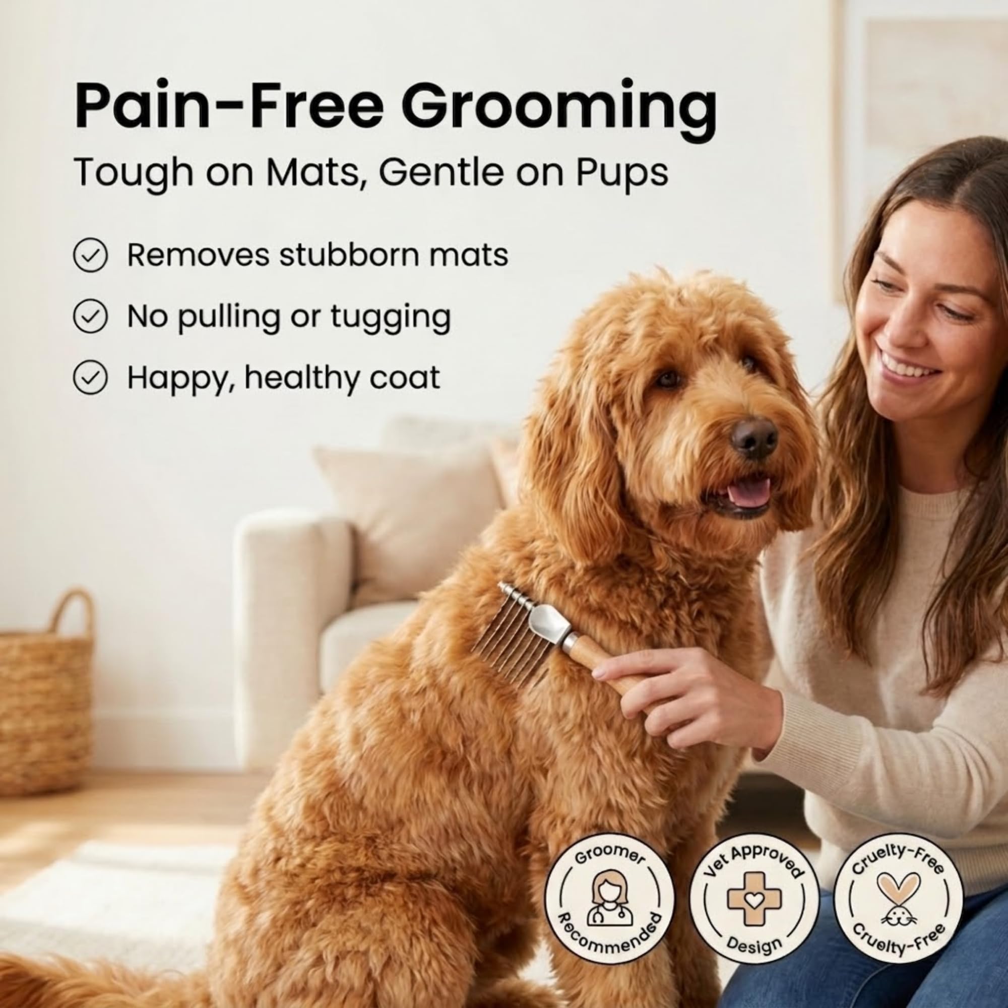 We Love Doodles gros plan des dents en acier inoxydable pour démêler sans tirer