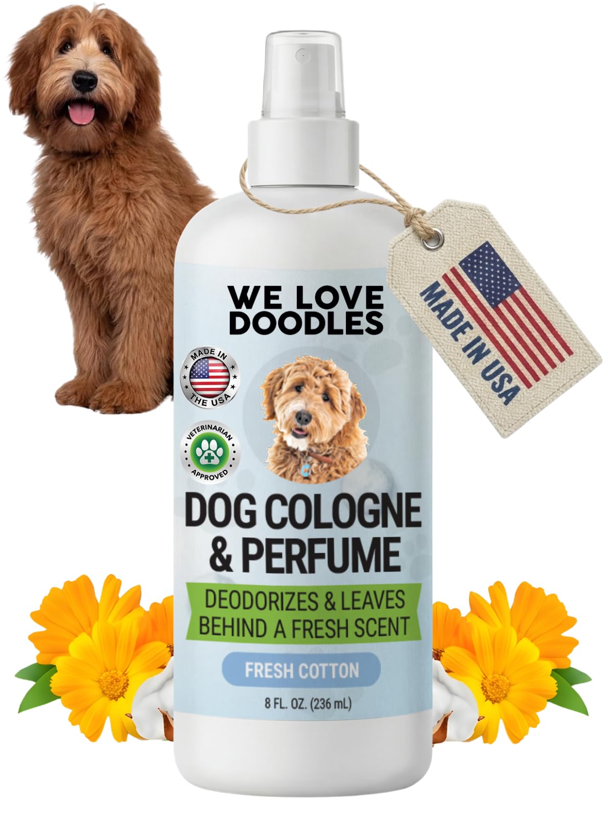 We Love Doodles flacon avant Cotton, présentation nette et attractive