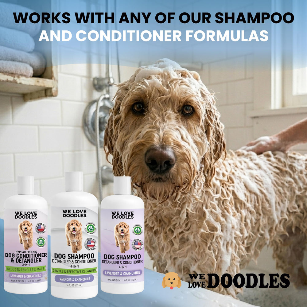 We Love Doodles mélange eau et shampooing illustrant préparation simple
