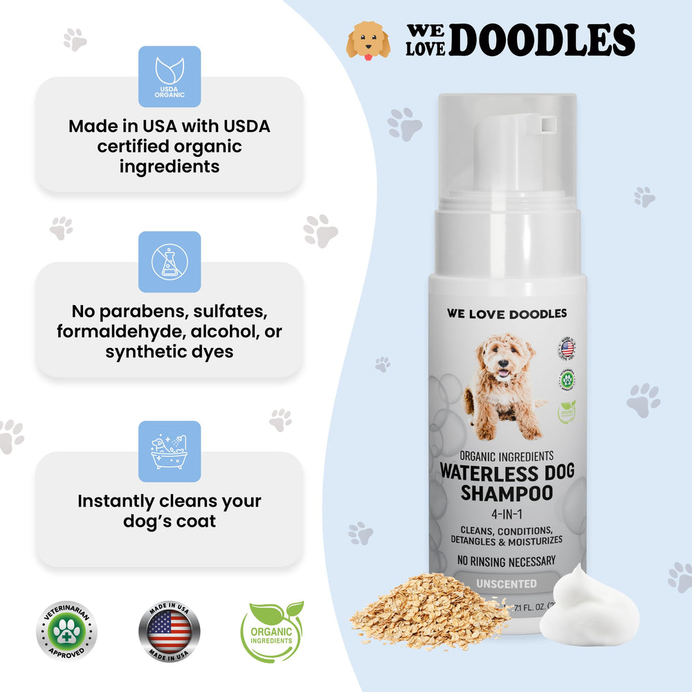 We Love Doodles mousse en gros plan illustrant texture légère et absorption rapide